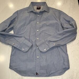 UNTUCKit Mens Small Button Down Shirt 100% cotton Blue Oxford Slim Long Sleeve